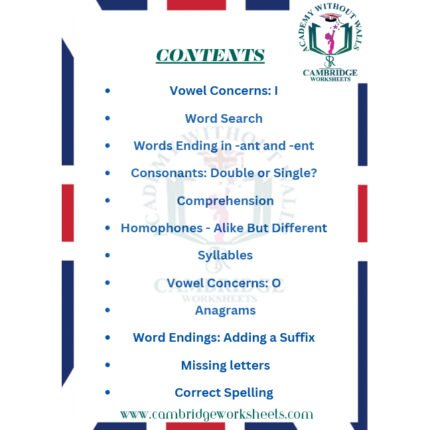 grade 6 spellings cambridge worksheets