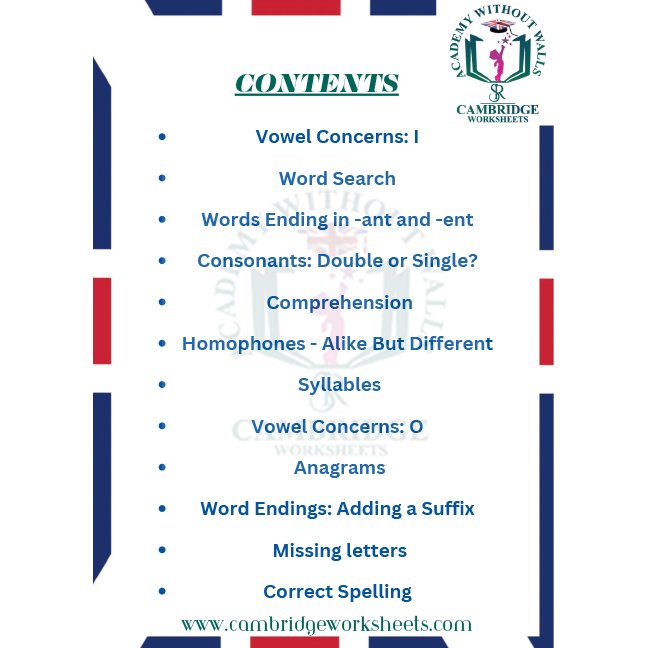 grade 6 spellings cambridge worksheets