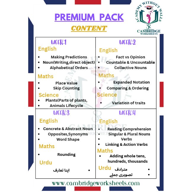 grade 3 premium cambridge worksheets