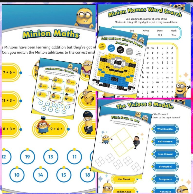 minions activity worksheets