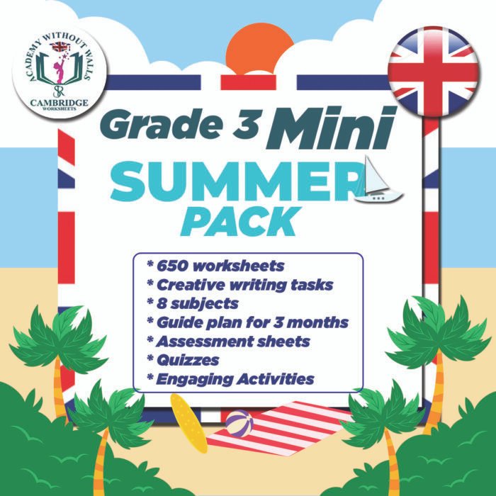 Mini Summer Pack Grade 3 work sheets for kids